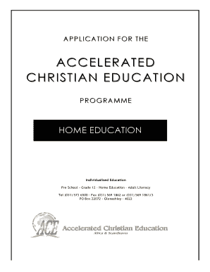 Accelerated Christian Education Program Application