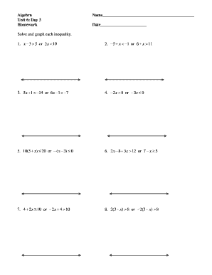 Algebra Homework Inequality Worksheet
