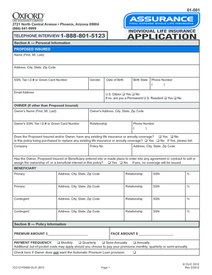 Individual Life Insurance Application