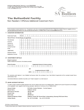 Non Resident Offshore Additional Investment Form