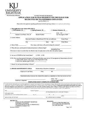 Kansas Resident Fee Privilege Application