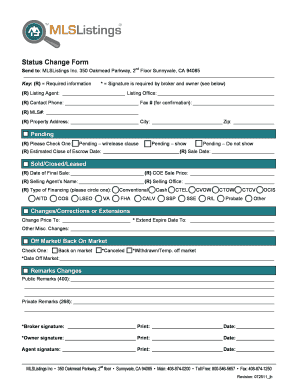 MLS Status Change Form