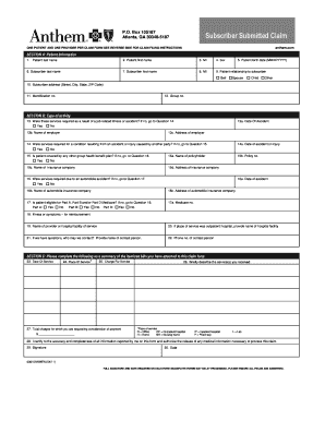 Anthem Blue Cross and Blue Shield Medical Claim Form
