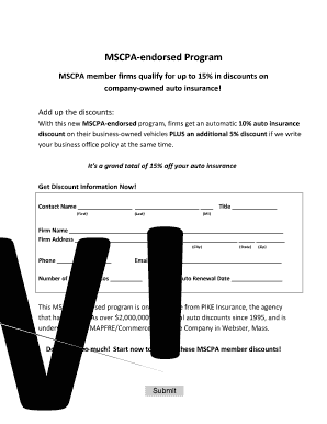 MSCPA Auto Insurance Discount Application