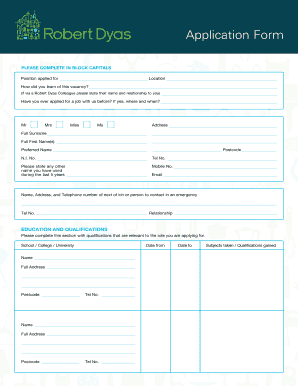 Robert Dyas Job Application Form
