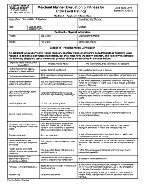 USCG Merchant Mariner Evaluation of Fitness Form