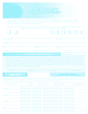 Knights of Columbus Free Throw Championship Registration Form