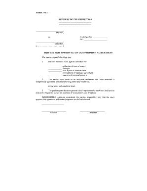 Motion for Approval of Compromise Agreement