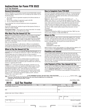 California LLC Tax Voucher Form FTB 3522