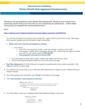 Health Risk Appraisal Questionnaire