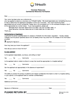 Confidential Reference Verification for Volunteer