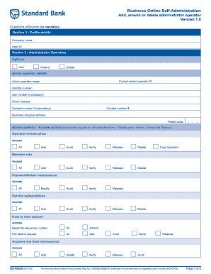 Business Online Administrator Operator Form
