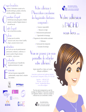 Demande d’adhésion à l’Association canadienne des hygiénistes dentaires