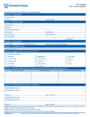 FX Trading Operator Add Amendment Form