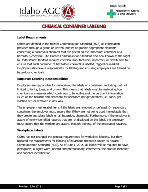 Hazard Communication Standard Label Requirements
