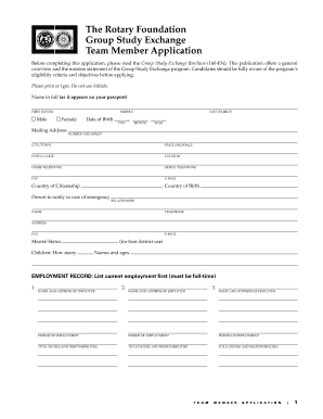 Rotary Foundation Group Study Exchange Team Member Application