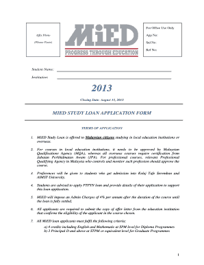 MiED Study Loan Application Form