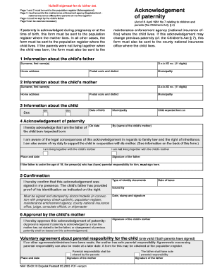 Norwegian Paternity Acknowledgement Form