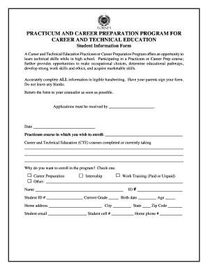 Career and Technical Education Practicum Application Form