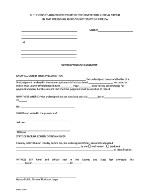 Satisfaction of Judgment Form