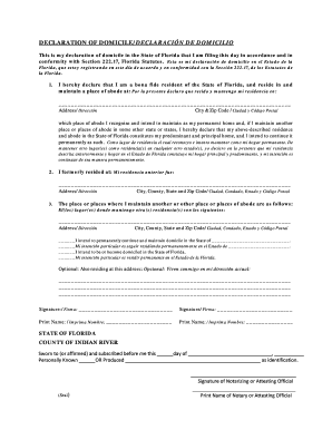 Florida Declaration of Domicile