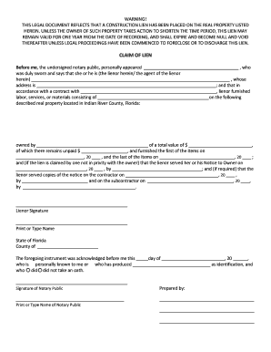 Florida Construction Lien Claim Form