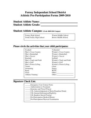 Forney ISD Athletic Pre-Participation Forms