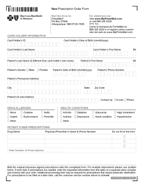 New Prescription Order Form