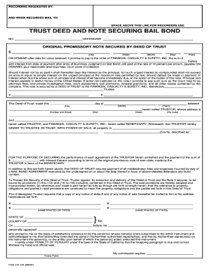 Trust Deed and Note Securing Bail Bond