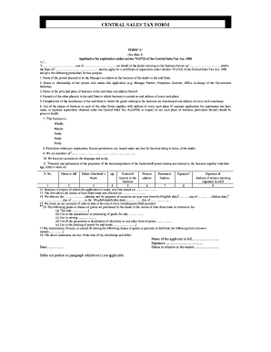 Central Sales Tax Form A