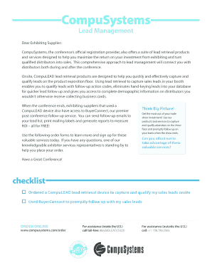 CompuLEAD Lead Retrieval Order Form