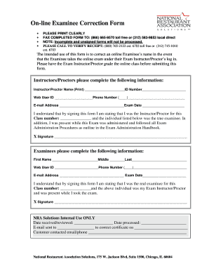 Online Examinee Correction Form