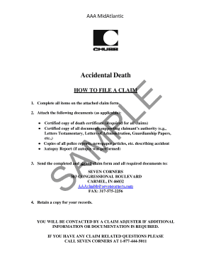 AAA MidAtlantic Accidental Death Claim Form
