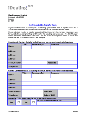 Self-Select JISA Transfer Form