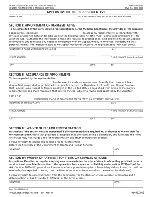 Appointment of Representative for Medicare Claims