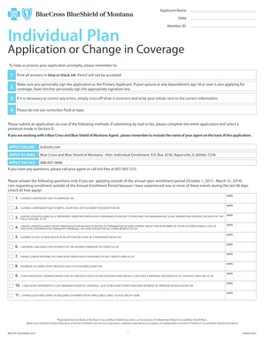 Blue Cross and Blue Shield of Montana Individual Health Insurance Application