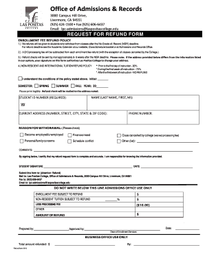 Las Positas College Enrollment Fee Refund Form