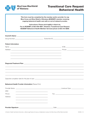 Transitional Care Request Form