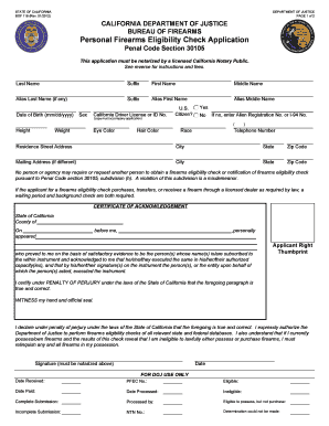 California Personal Firearms Eligibility Check Application