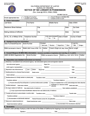 California Notice of No Longer in Possession