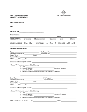 Ann Arbor State Bank Account Application