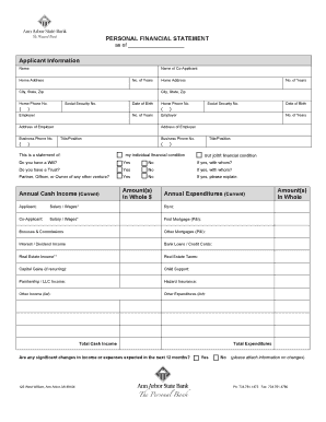 Personal Financial Statement