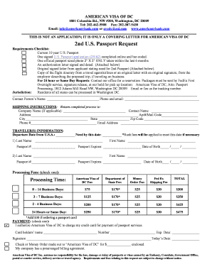 US Passport Application Cover Letter