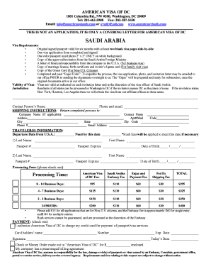 Saudi Arabia Visa Application Cover Letter