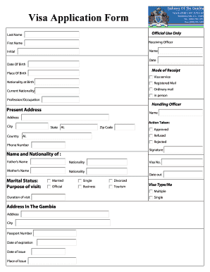 Gambia Visa Application Form