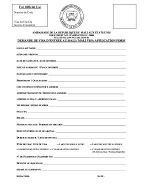 Mali Visa Application Form