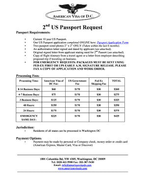 Second US Passport Request Form