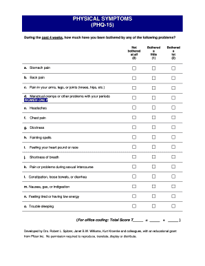 PHQ-15 Physical Symptoms Questionnaire