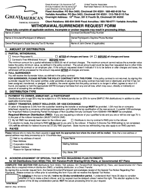 Annuity Withdrawal/Surrender Request Form