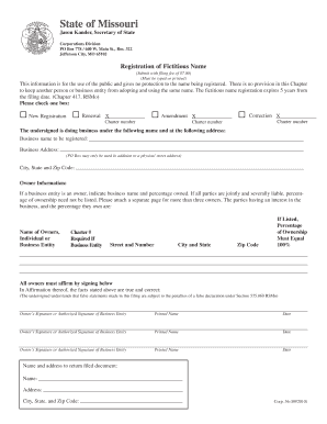 Missouri Fictitious Name Registration Form